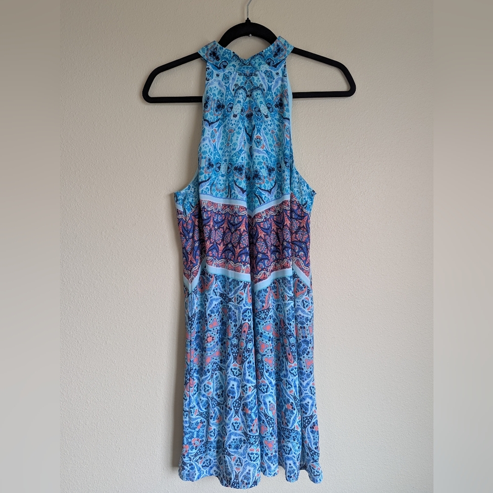 Decree Blue and Purple Halter Sundress Size L